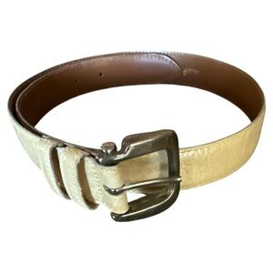 Cipriani Vtg‎ Womens Italian Alligator Calfskin Leather Belt Cream Medium